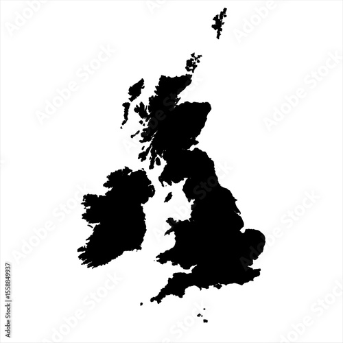 United Kingdom Map - black World Map International vector template with High detailed isolated on white background - Vector
