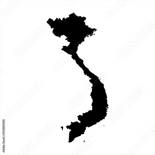 Vietnam Map - black World Map International vector template with High detailed isolated on white background - Vector