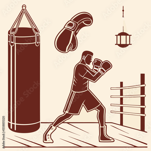 illustration of a boxer in the gym