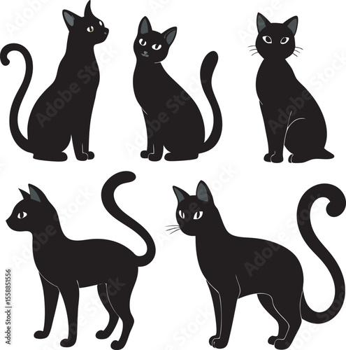 A collection of whimsical and stylized cat illustrations, depicting felines in playful and imaginative settings, often with a dreamlike quality