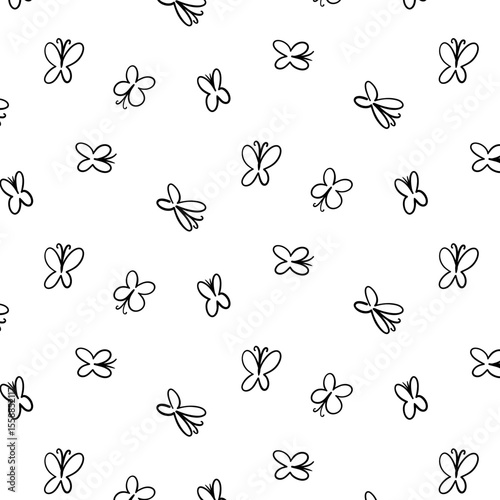 Seamless butterfly pattern in one continuous line style. Hand-drawn ink vector design inspired by nature. Artistic minimalist background perfect for textiles and wallpapers.