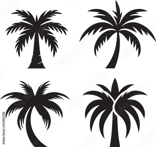 set of palm trees Silhouette