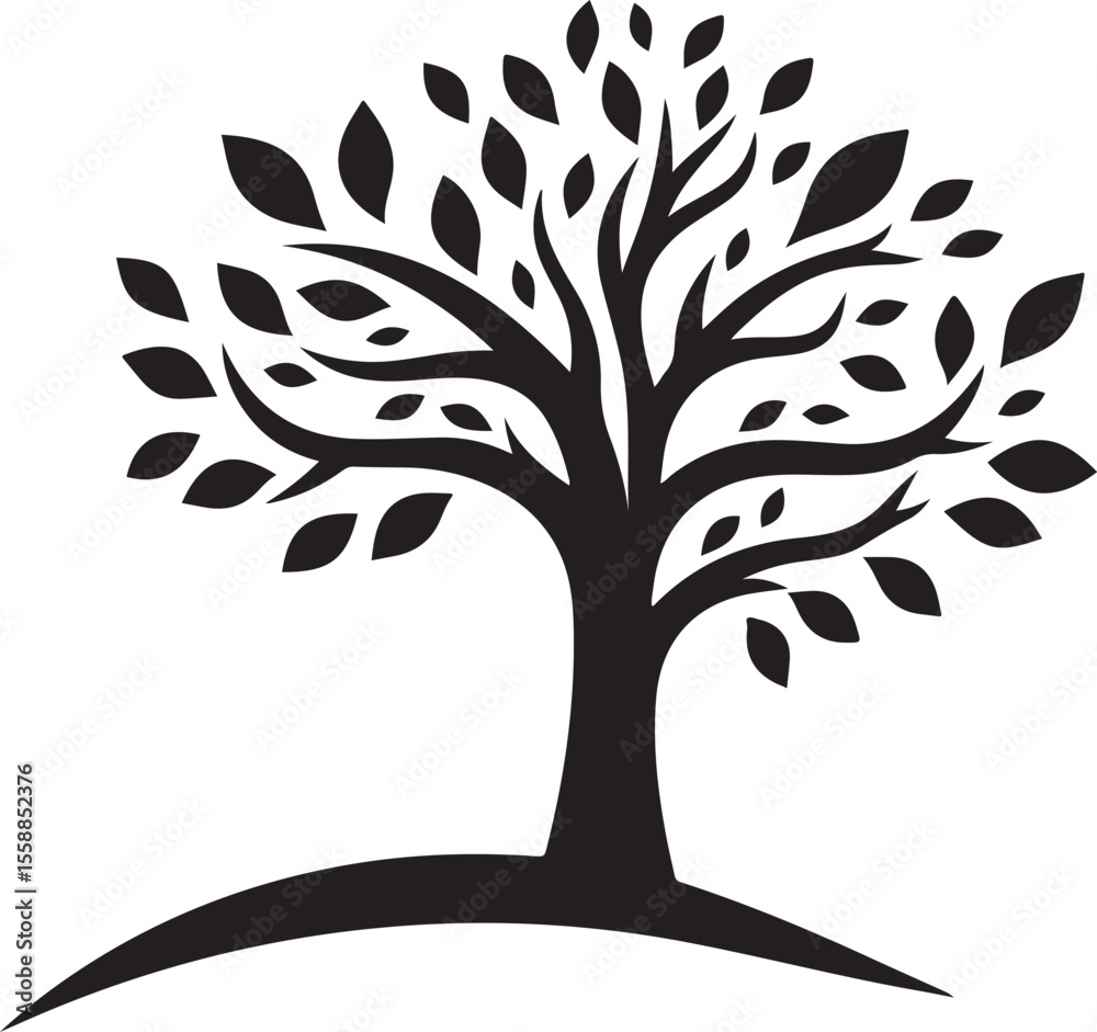 Obraz premium vector tree silhouette with leaves logo