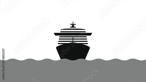 Silhouette of a Cruise Ship at Sea/Simple, elegant silhouette of a cruise ship sailing on dark water.