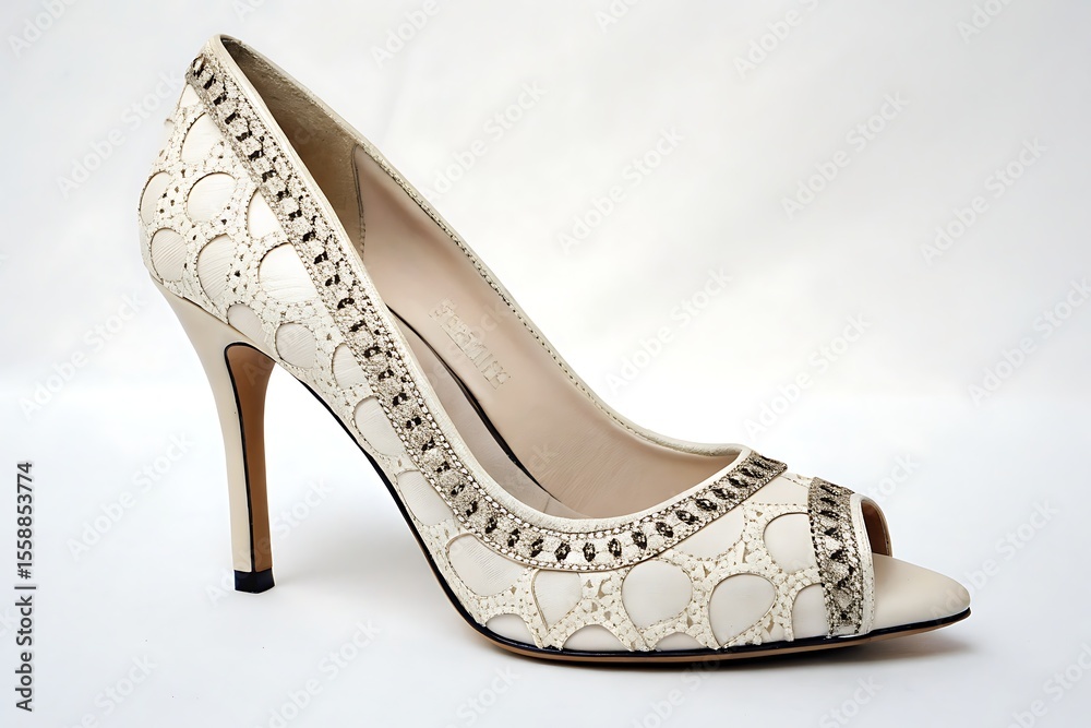 Fototapeta premium Elegant bridal stiletto heel showcases style and sophistication for women
