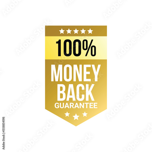 colorful money back guarantee label design.