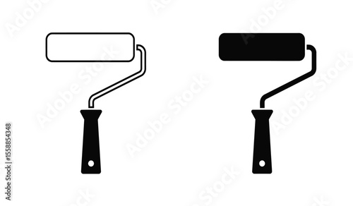 Paint roller icons. thin line vector icons