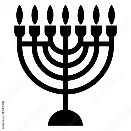 Menorah with seven candles black silhouette vector illustration