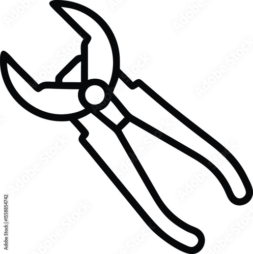 Vector art of pincers isolated on white background in simple vector art illustration