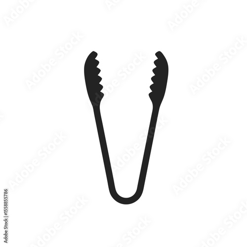 Metal ice tongs for bucket with curved handle and grip teeth in simple design 