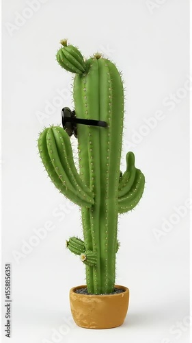 Cheerful Cactus Character Animation with Sunglasses and Thumbs Up Poses in a Terracotta Pot