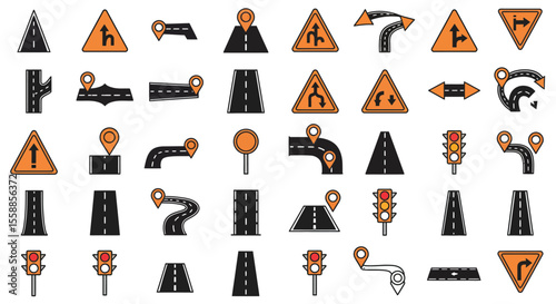 Driving and Road Situations Icons Collection