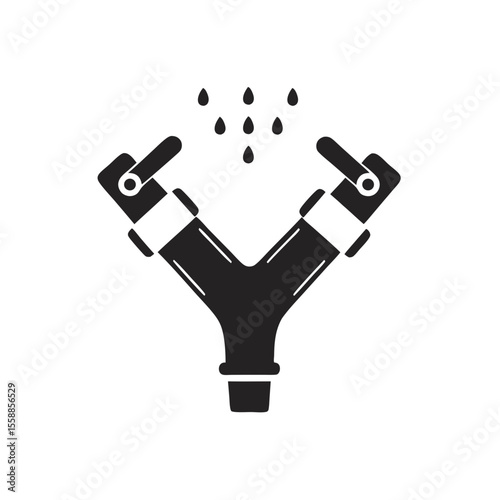 Y-shaped garden hose splitter with two valves and simple design for gardening
