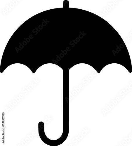 Black Silhouette of an Umbrella Vector Icon