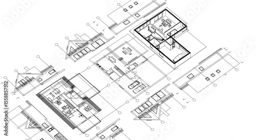 house architecture plan 3d illustration	
