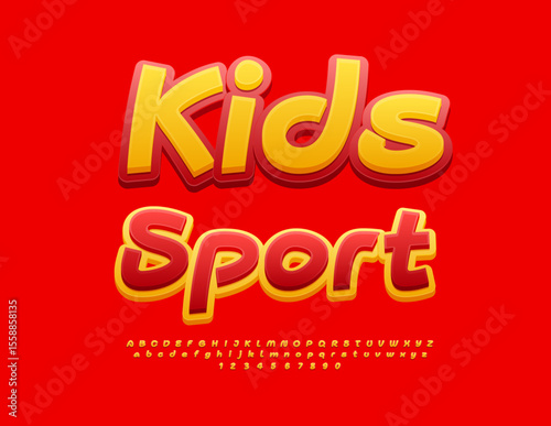 Wallpaper Mural Vector Artistic emblem Kids Sport. Bright Funny Font. Children Alphabet Letters and Numbers set. Torontodigital.ca