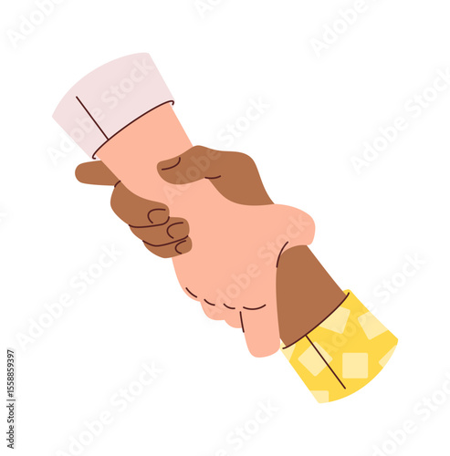 Diverse hands strong support handshake