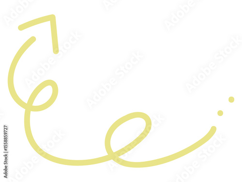 視線誘導くるっと手描き矢印素材（黄）