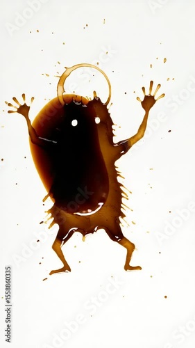 Coffee Creature Transformation Animation Sequence on White Background Art, Illustration