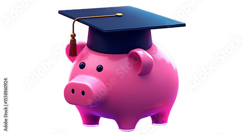 Retro-Futuristic Pink Piggy Bank with Glowing Neon Edges Wearing a Sleek Sci-Fi-Inspired Helmet