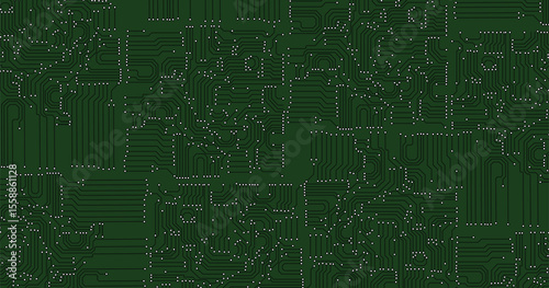 White circuit line technology pattern on green background vector 
