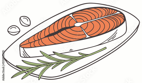 salmon steak with vegetables