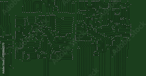 White circuit line technology pattern on green background vector 