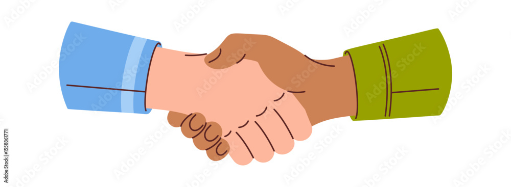 Diverse hands handshake gesture cartoon