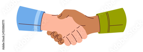 Diverse hands handshake gesture cartoon