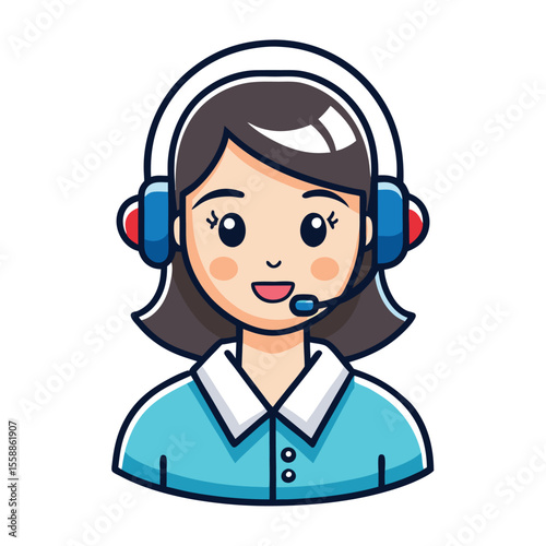 Female support assistant in headset portrait