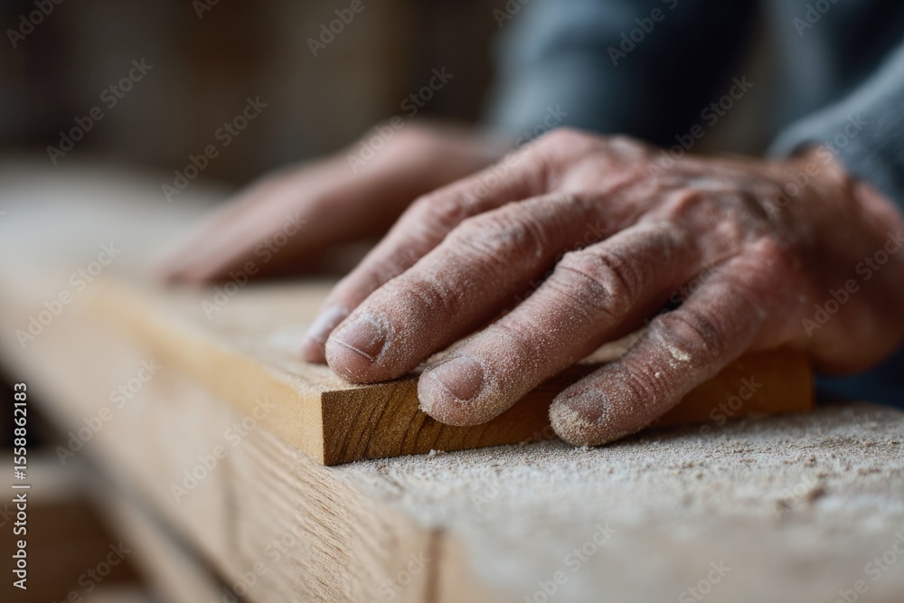 Obraz premium Hands skillfully working on wood, showcasing dedication and craf