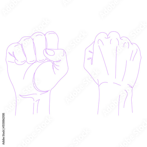 closed fist lineart outline illustration