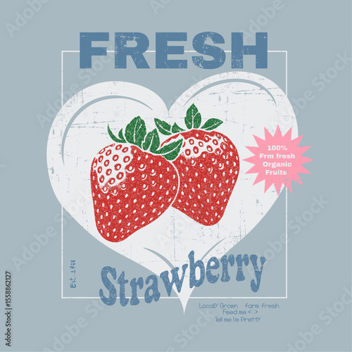 sweatshirt fruits print design, women's food fashion vibes trendy strawberry illustration artwork , t-shirts, Trendy Strawberry Tee Shirt, Fruit vintage t-shirt (1)