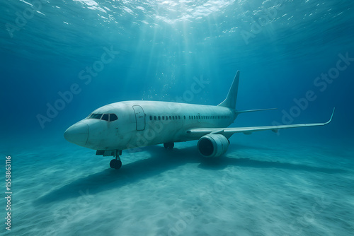 Wallpaper Mural Submerged Airplane Underwater, Sunken Aircraft on Ocean Floor Torontodigital.ca