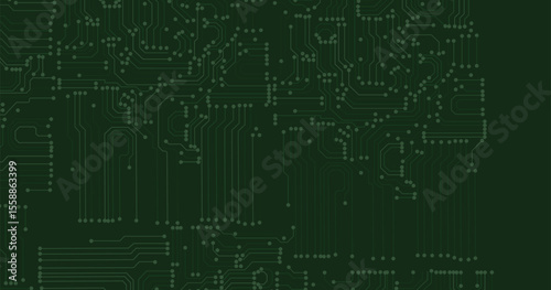 White circuit line technology pattern on green background vector 