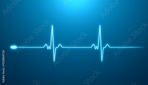 Medical heartbeat pulse line moving smoothly on soft blue background.