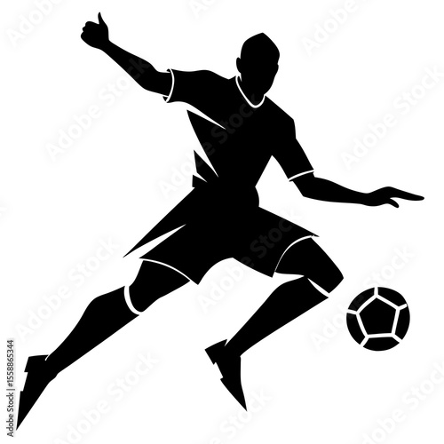 Soccer Player Kicking Ball Silhouette