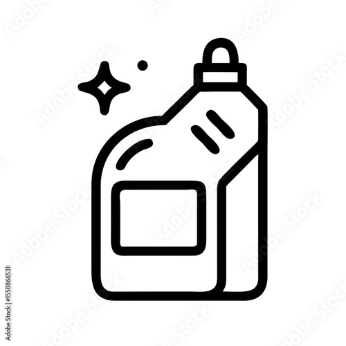 Bottle of cleaning liquid with sparkling effect in minimal style  