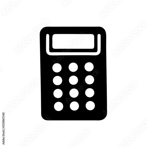 Simple Black Calculator Icon: Flat Design Graphic