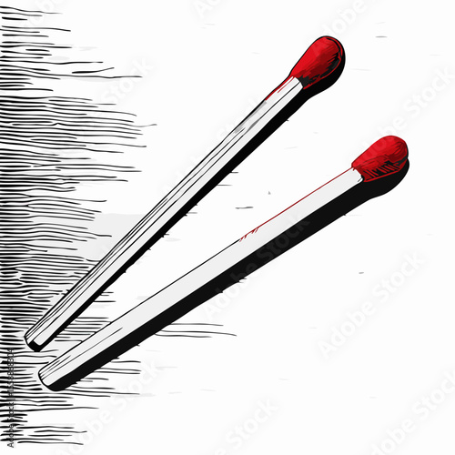 Two Red-Tipped Matches on White Background