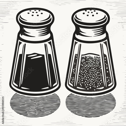 Vintage Salt and Pepper Shakers Illustration