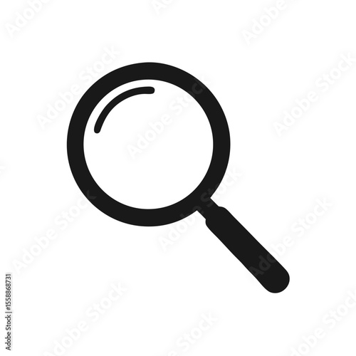 Simple Black Magnifying Glass Icon, Search Symbol