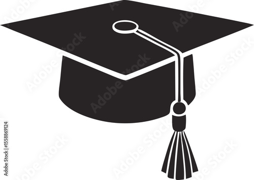 Graduation Cap with Tassel Silhouette Icon