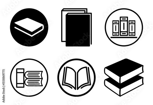 Book icons set design, book icon for apps and websites black on white background