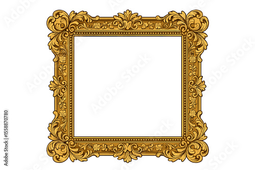 Ornate golden picture frame with intricate design suitable for displaying artwork or photographs