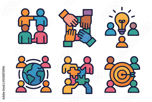 Diverse group of individuals collaborating in creative teamwork to generate ideas and solutions