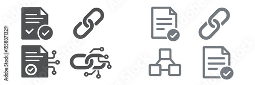 Visual representation of document management concepts and digital linking in a modern workspace environment during daytime