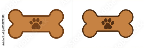 Dog treat designs featuring playful bone shapes with paw prints in a simple, colorful style