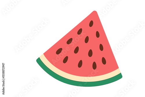 Colorful slice of watermelon on a bright white background showcasing its juicy texture and vibrant colors ideal for summer themes