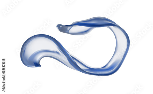 Glass ribbon with 3d liquid shape and abstract fluid background. Gradient element blends transparent holographic wave with purple design. Futuristic glossy curve and swirl for dynamic art.